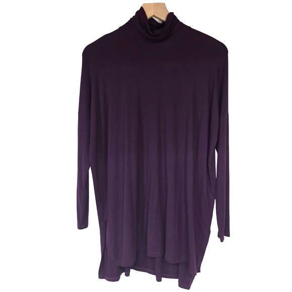 Eileen Fisher Scrunch Neck Tunic Cassis‎ Plum Purple Size S - Picture 1 of 8